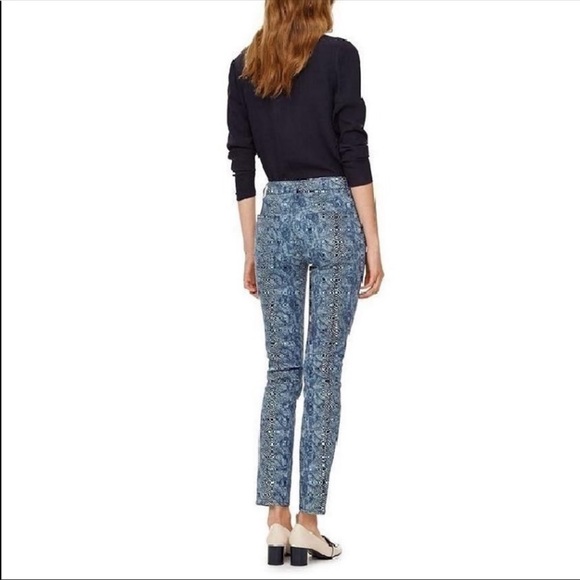 Tory Burch Women's Blue Boa-print Slim Jeans - Picture 6 of 6